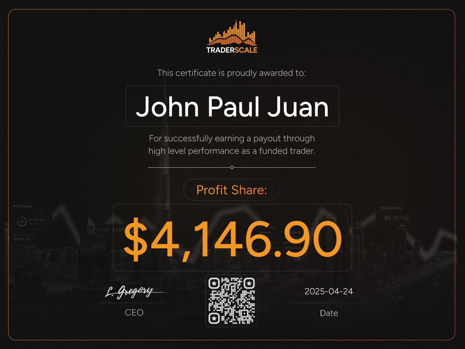 Traderscale Certificate